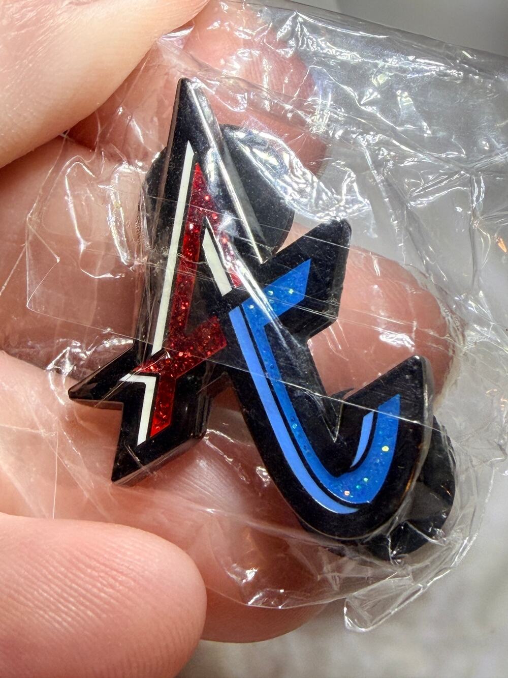 Adventure Club AC Logo Red Blue Glitter Enamel Lapel Hat Pin Sealed #088